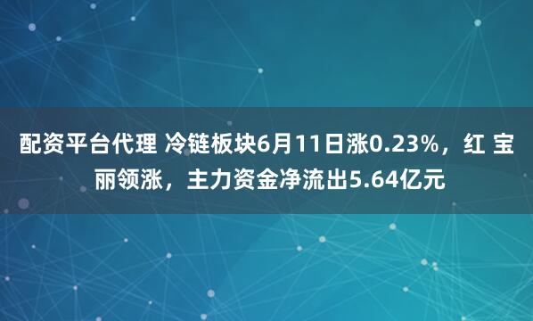配资平台代理 冷链板块6月11日涨0.23%，红 宝 丽领涨，主力资金净流出5.64亿元