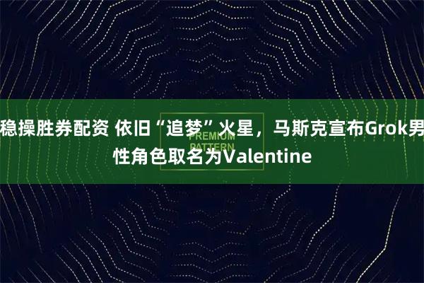 稳操胜券配资 依旧“追梦”火星，马斯克宣布Grok男性角色取名为Valentine